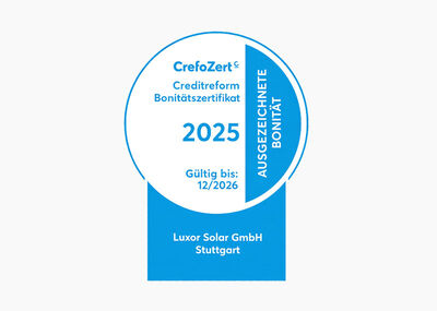 Credireform bestätigt Luxor Solar auch 2025 eine exzellente Bonität