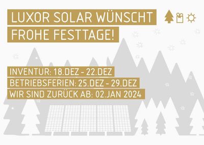 Luxor Solar wünscht frohes Festtage!